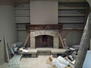 Woodcarved fireplace